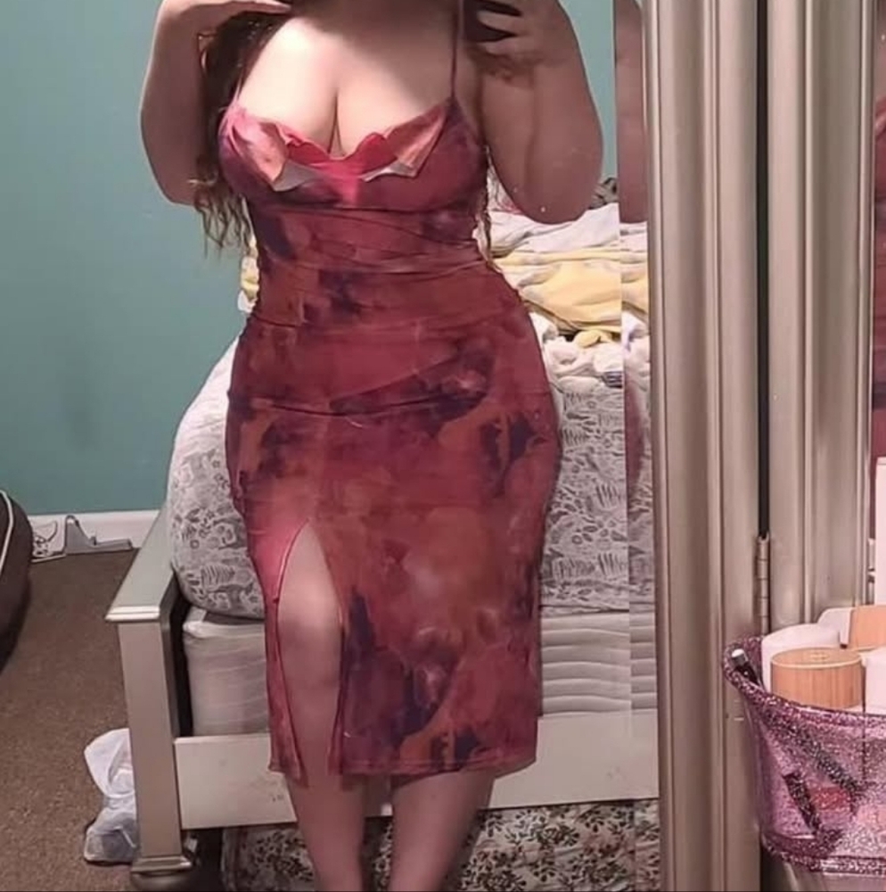 SHEIN Pink and Purple Women's Sheer Slit Dress Large